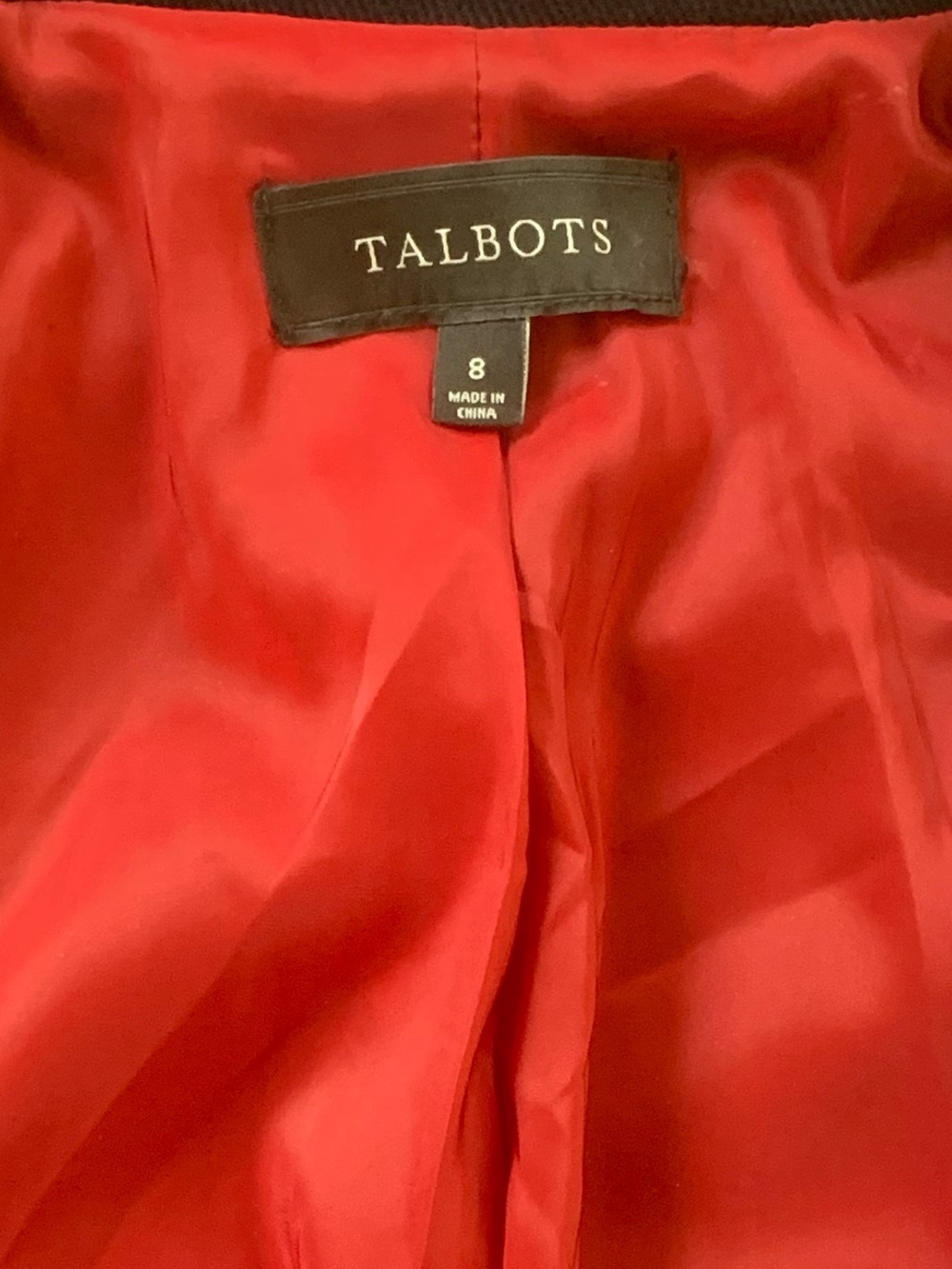 Talbots Navy Military Jacket Size 8 Gold Crest Buttons Red Trim Blazer - Picture 3 of 4
